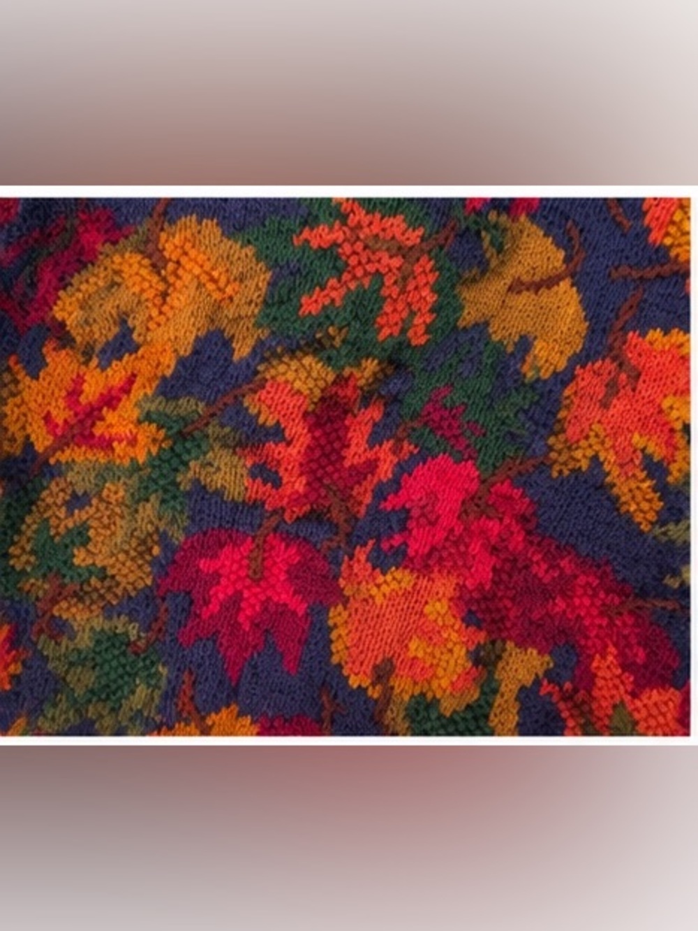 Vintage 80s Signatures by Northern Isles Hand Knit Fall Leaf Sweater Cottagecore - Picture 6 of 11